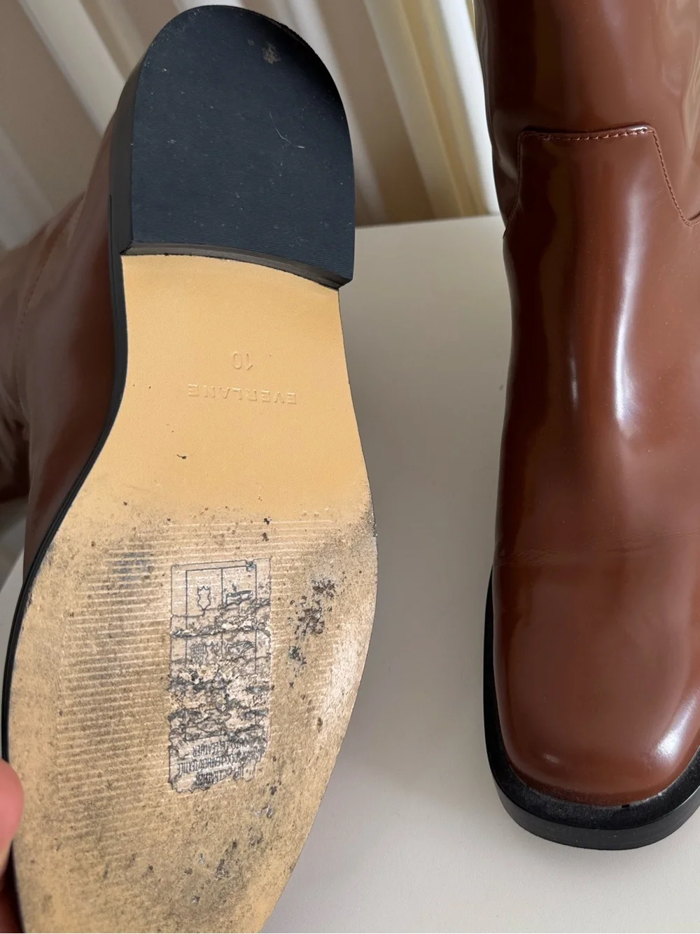 Everlane The Riding Boot Brown Leather Knee-High Cognac Carmel Rum Size 10 Fall